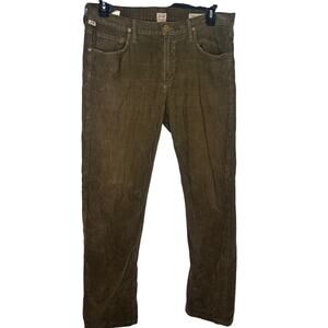 Citizens of Humanity Corduroy Pants Jeans Men's Size 34 x 32 Olive Green